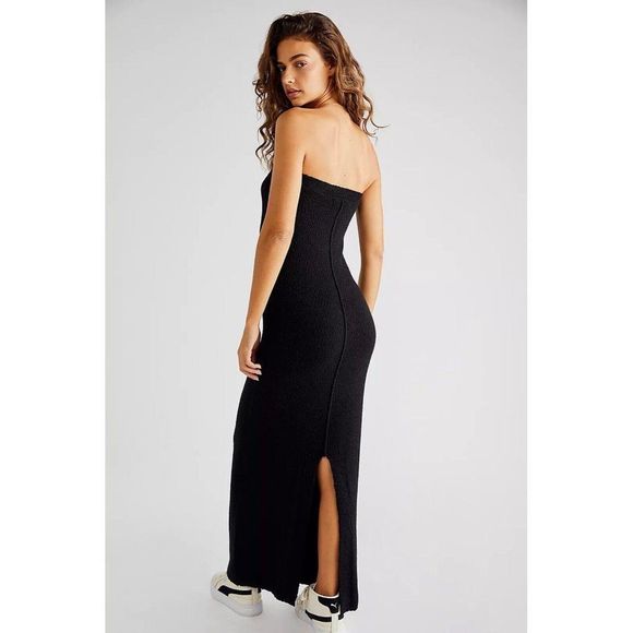 NEW FREE PEOPLE RIO SWEATER MAXI DRESS BLACK - Picture 2 of 5